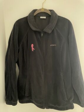 Columbia Women’s Black Fleece Jacket with Pink Ribbon Accent
